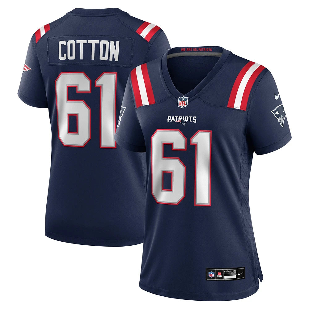 Maillot de match Nike Lester Cotton Sr. Navy New England Patriots pour femme