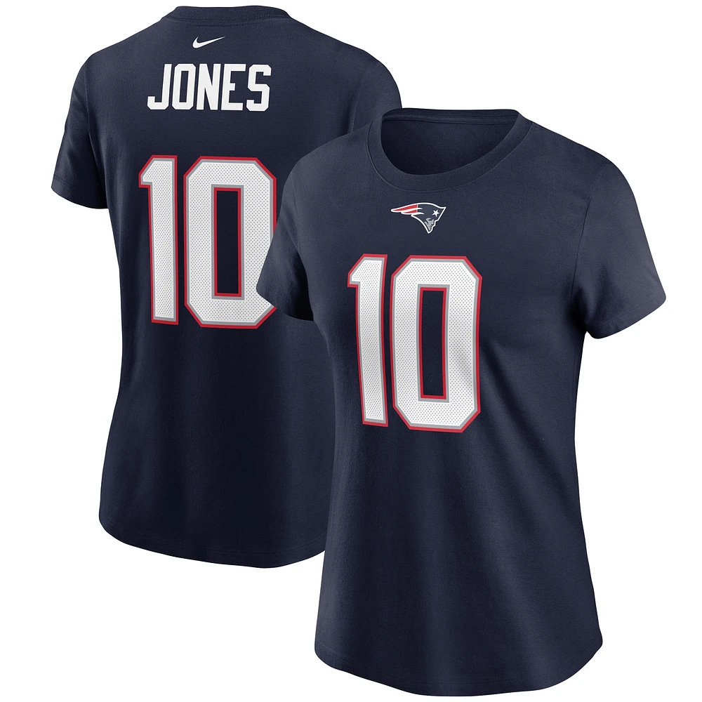 T-shirt Nike Mac Jones Navy New England Patriots pour femmes - Nom et numéro