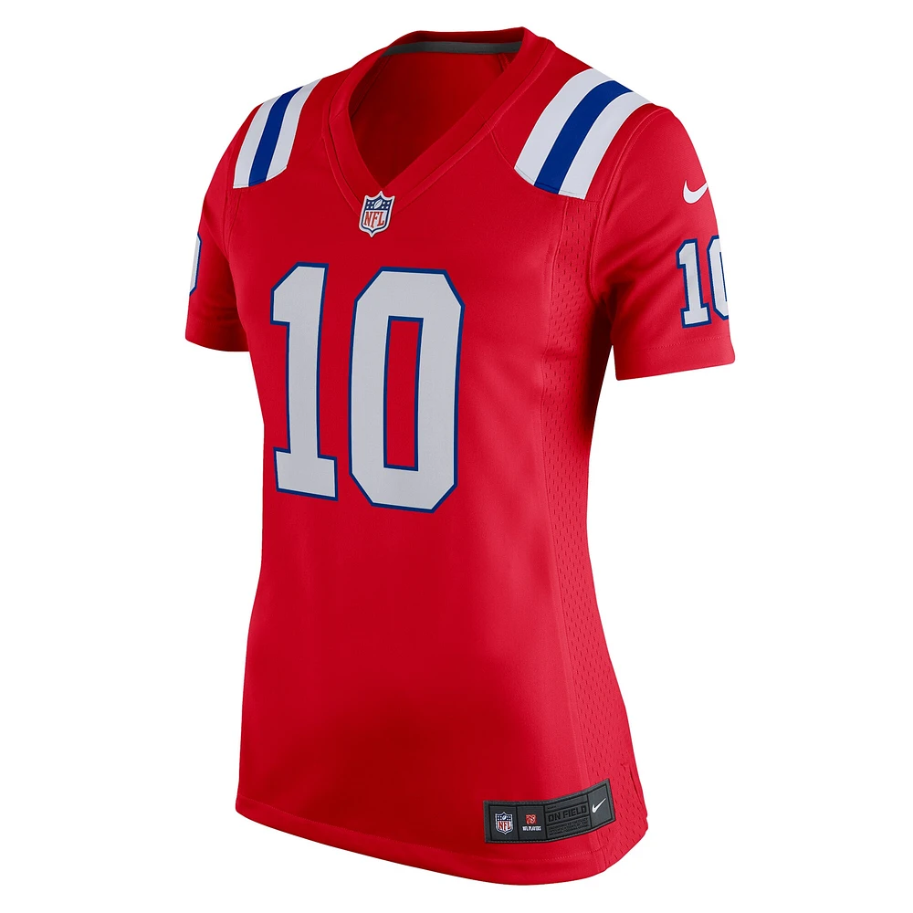 Maillot de match Nike Mac Jones rouge des New England Patriots pour femme