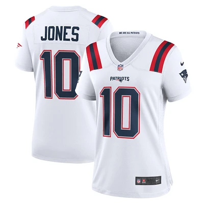 Maillot de match Nike Mac Jones blanc des New England Patriots pour femme