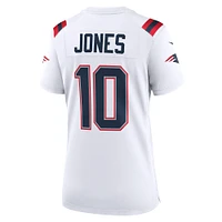 Maillot de joueur Nike Mac Jones blanc des New England Patriots pour femme