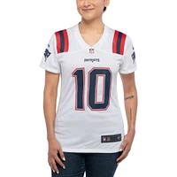 Maillot de joueur Nike Mac Jones blanc des New England Patriots pour femme