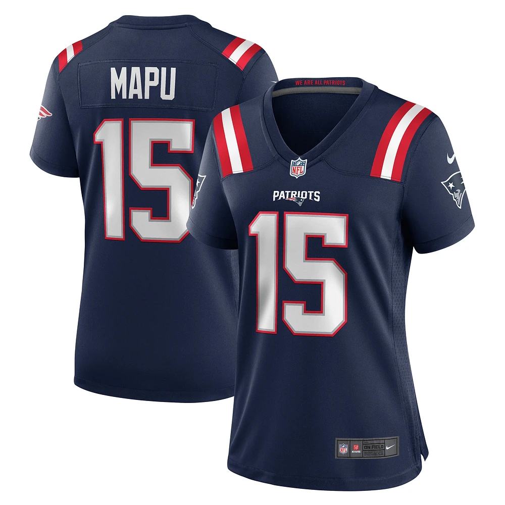 Maillot de match Nike Marte Mapu bleu marine pour femme des New England Patriots