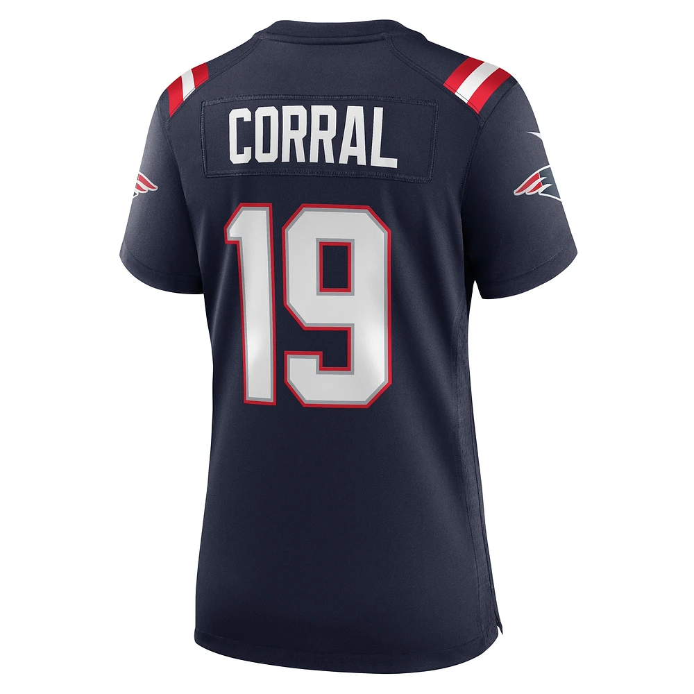 Maillot de match l'équipe des New England Patriots Nike Matt Corral pour femme, bleu marine