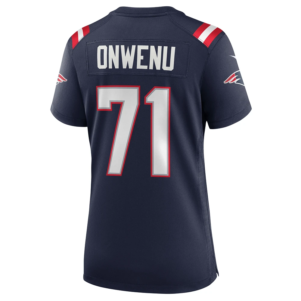 Maillot de match l'équipe Nike Mike Onwenu des New England Patriots pour femme, bleu marine