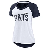 T-shirt à manches raglan Nike New England Patriots Primetime pour femme - Bleu marine/blanc