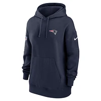 Women's Nike Navy New England Patriots 2023 Sideline Club Fleece Pullover Hoodie