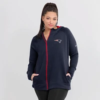 Women's Nike  Navy New England Patriots Asymmetrical Raglan Full-Zip Hoodie