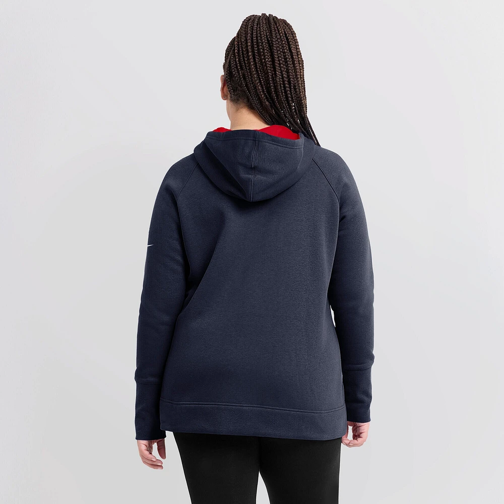 Women's Nike  Navy New England Patriots Asymmetrical Raglan Full-Zip Hoodie