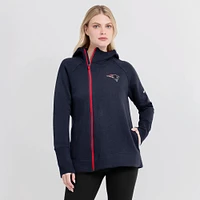 Women's Nike  Navy New England Patriots Asymmetrical Raglan Full-Zip Hoodie