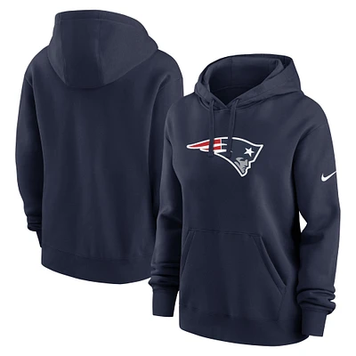 Sweat à capuche en polaire Nike New England Patriots Club pour femme, bleu marine