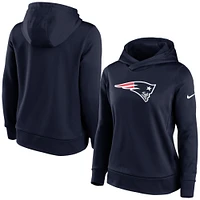 Haut à capuche léger et performant Nike New England Patriots pour femmes, bleu marine