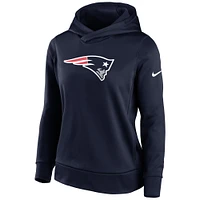 Haut à capuche léger et performant Nike New England Patriots pour femmes, bleu marine