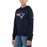 Haut à capuche léger et performant Nike New England Patriots pour femmes, bleu marine