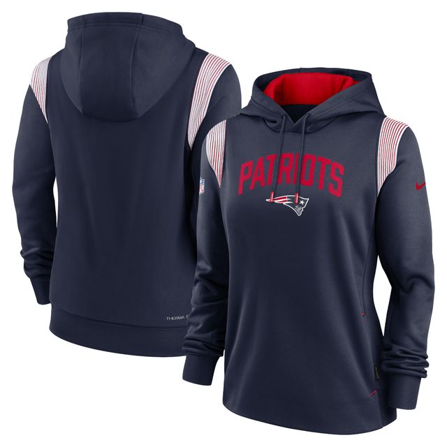 Sweat à capuche Nike New England Patriots Sideline Stack Performance pour femme - Bleu marine