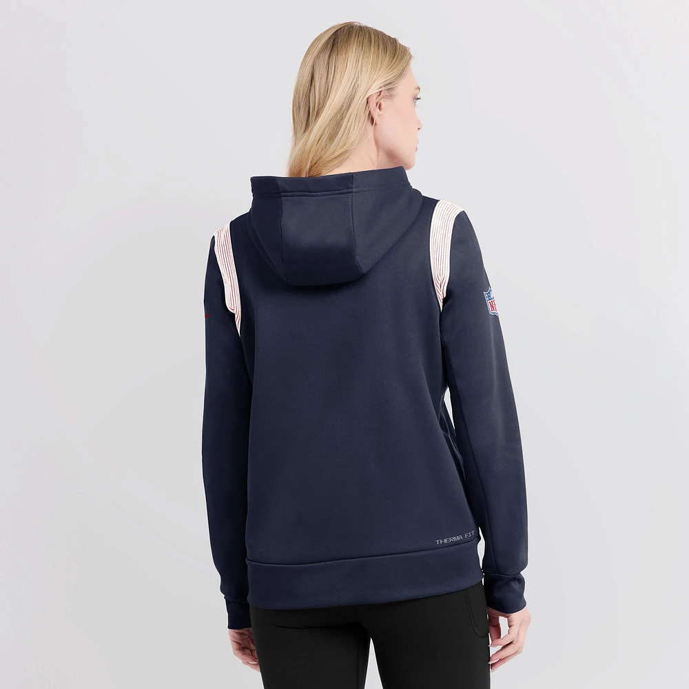 Women's Nike Navy New England Patriots Sideline Stack Performance Pullover Hoodie