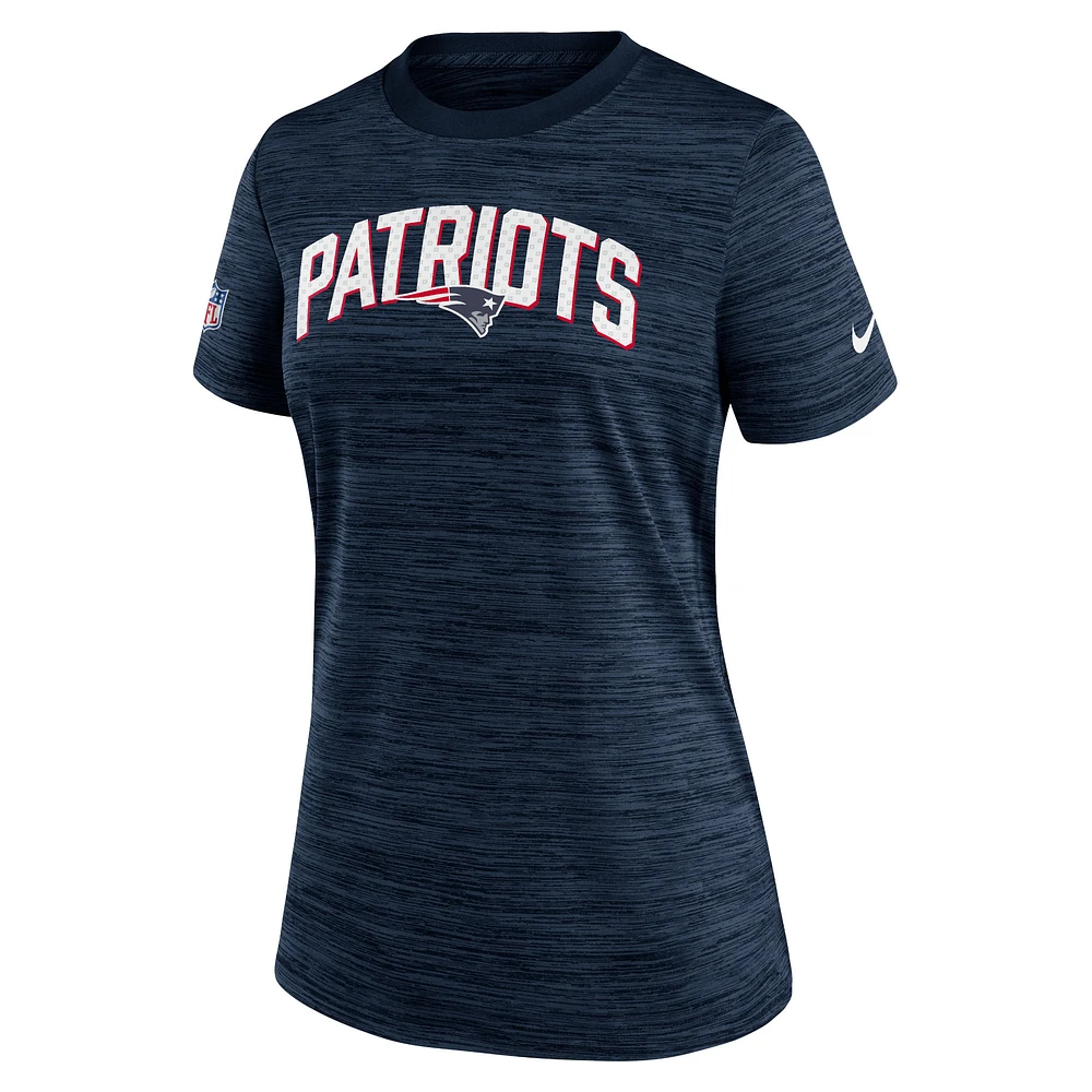 Women's Nike Navy New England Patriots Sideline Velocity Lockup Performance - T-Shirt