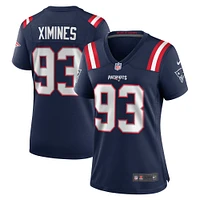 Maillot de match Nike Oshane Ximines bleu marine pour femme des New England Patriots