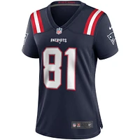 Maillot de joueur retraité du match des New England Patriots Nike Randy Moss pour femme, bleu marine