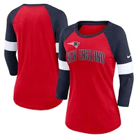 Women's Nike Red/Navy New England Patriots Football Pride Slub - 3/4 Raglan Sleeve T-Shirt
