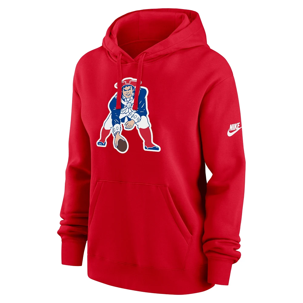 Sweat à capuche en polaire Nike New England Patriots Club pour femme Rouge