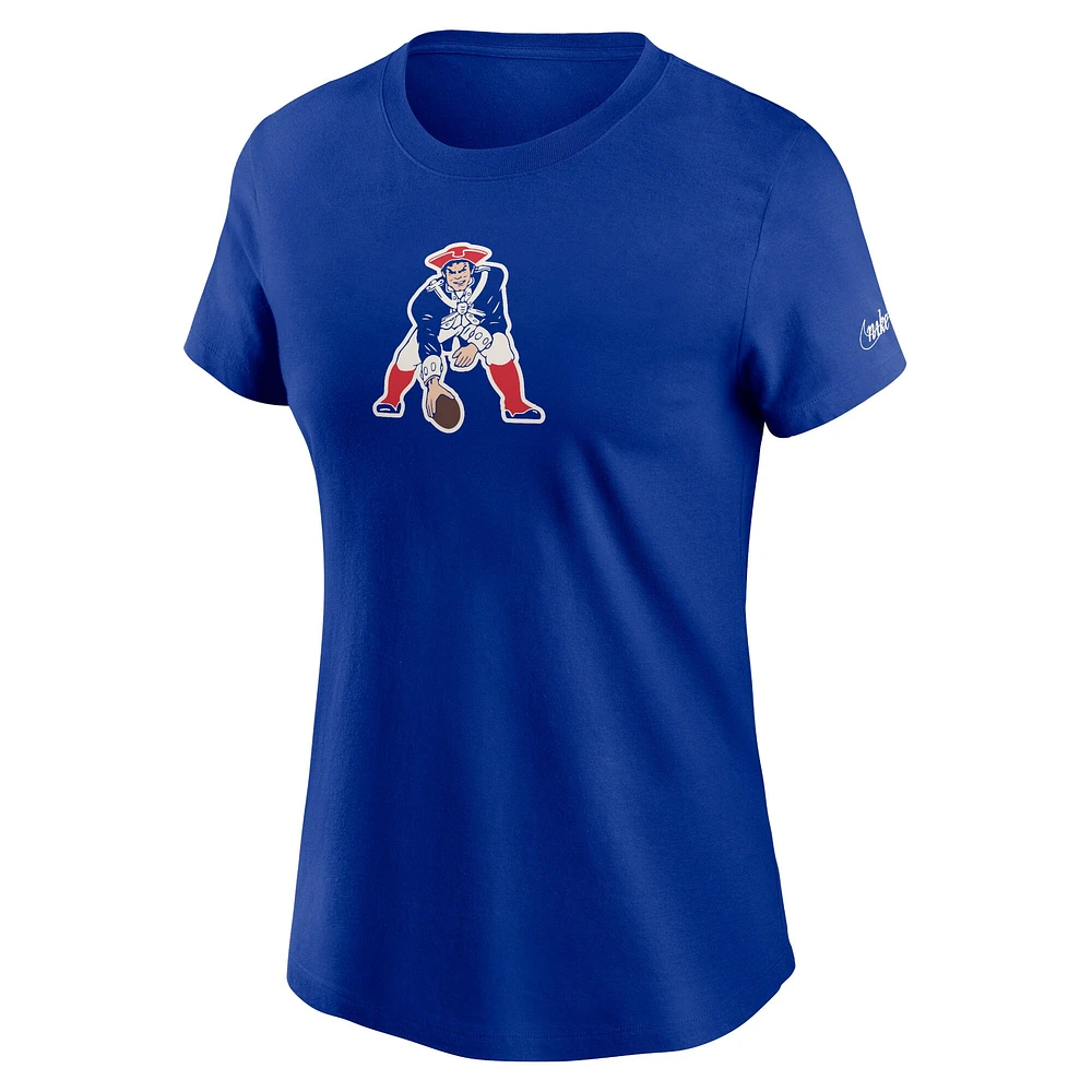 Women's Nike Royal New England Patriots Throwback Primary Logo T-Shirt