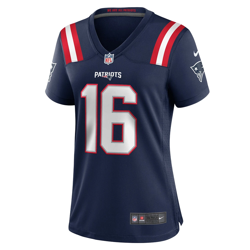 Maillot de match Nike Sione Takitaki bleu marine des New England Patriots pour femme