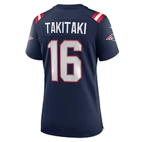 Maillot de match Nike Sione Takitaki bleu marine des New England Patriots pour femme