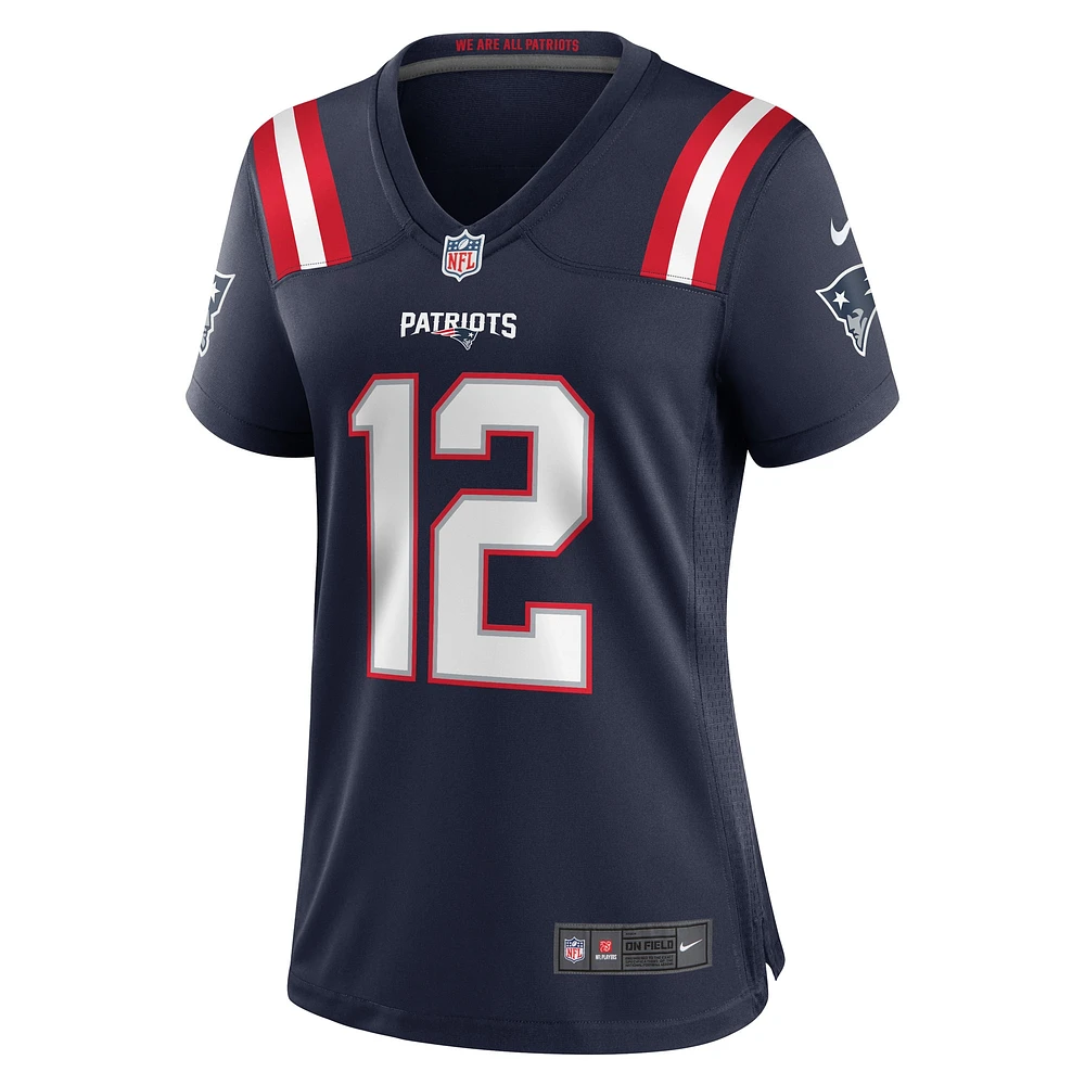 Maillot de match à la retraite des Patriots Nouvelle-Angleterre Nike Tom Brady pour femme, bleu marine