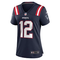 Maillot de match à la retraite des Patriots Nouvelle-Angleterre Nike Tom Brady pour femme, bleu marine