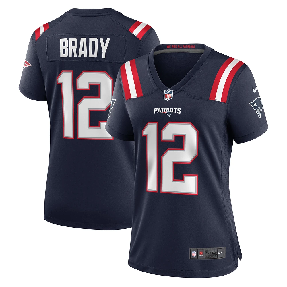 Maillot de match à la retraite des Patriots Nouvelle-Angleterre Nike Tom Brady pour femme, bleu marine