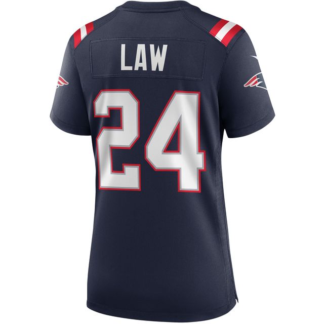 Maillot de joueur retraité Nike Ty Law Navy New England Patriots Game pour femme