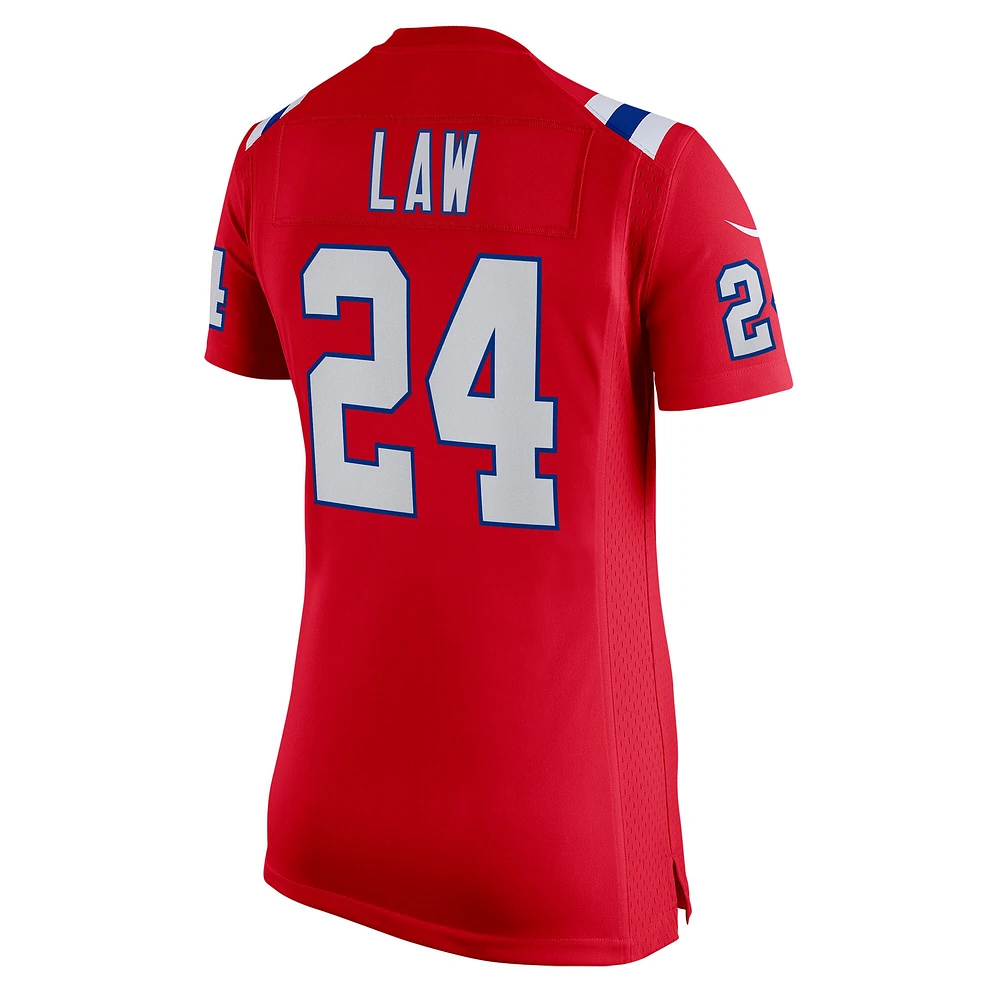 Maillot de match à la retraite Nike Ty Law pour femme, rouge des New England Patriots