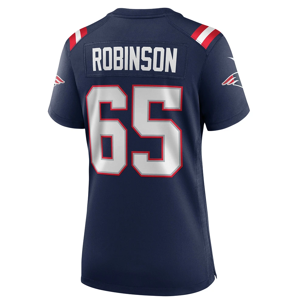 Maillot de match Nike Tyrese Robinson bleu marine pour femme des New England Patriots