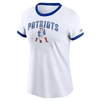 T-shirt Nike blanc New England Patriots Rewind Ringer pour femme