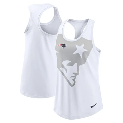 Débardeur à dos nageur en trois mélanges Nike New England Patriots pour femme - Blanc