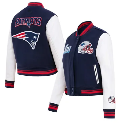 New England Patriots Pro Standard Women's Mash Up Wool Varsity Full-Zip Jacket - Navy