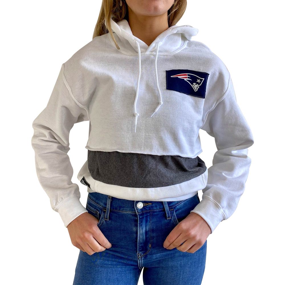 Women's Refried Apparel White New England Patriots Sustainable Crop Dolman Pullover Hoodie