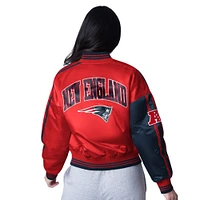 Women's Starter Red/Navy New England Patriots Cropped Full-Snap Jacket