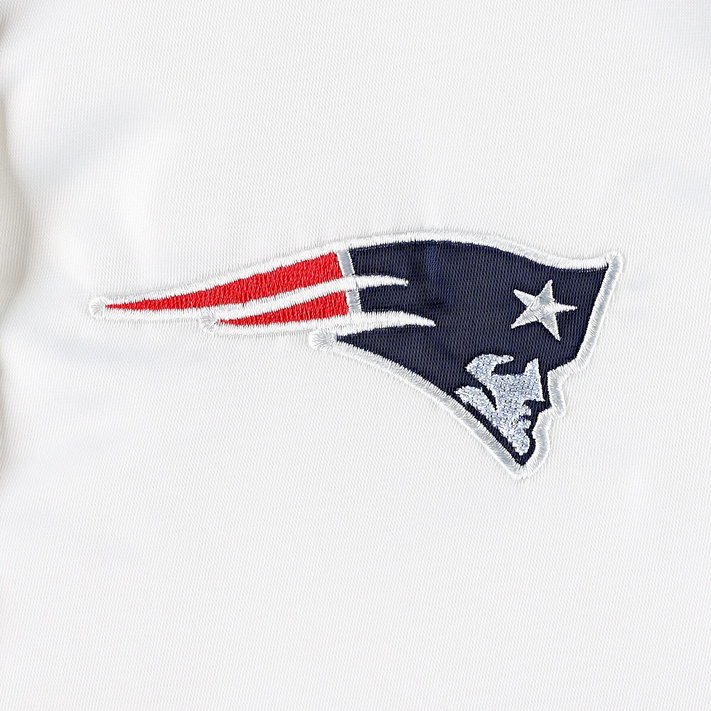 Veste universitaire Starter White New England Patriots Line Up en satin à boutons-pression pour femme