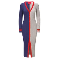 Robe pull boutonnée en tricot Shoko STAUD bleu marine/gris des New England Patriots pour femmes