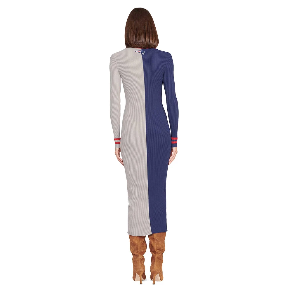 Robe pull boutonnée en tricot Shoko STAUD bleu marine/gris des New England Patriots pour femmes