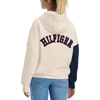 Sweat à capuche Tommy Hilfiger crème/marine New England Patriots Harriet pour femmes