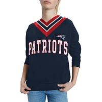 Chandail à col en V Heidi Raglan Tommy Hilfiger pour femmes des New England Patriots bleu marine