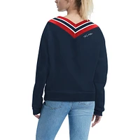 Women's Tommy Hilfiger Navy New England Patriots Heidi V-Neck Pullover Sweatshirt