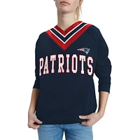 Women's Tommy Hilfiger Navy New England Patriots Heidi V-Neck Pullover Sweatshirt