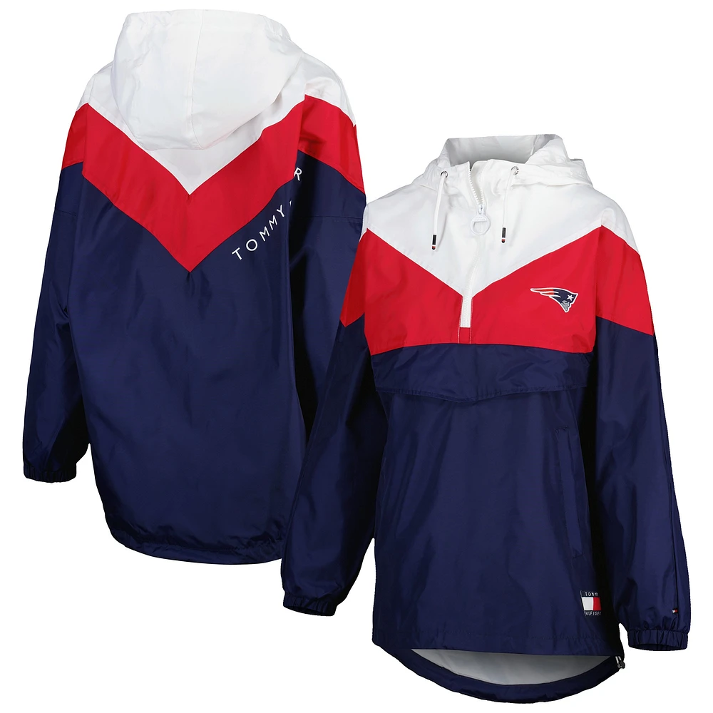 Veste coupe-vent à capuche Tommy Hilfiger New England Patriots Staci pour femme, blanc/rouge