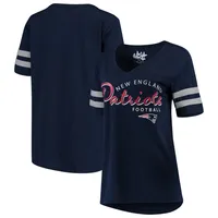 T-shirt à col en V Triple Play des Patriots de la Nouvelle-Angleterre Touch bleu marine pour femme