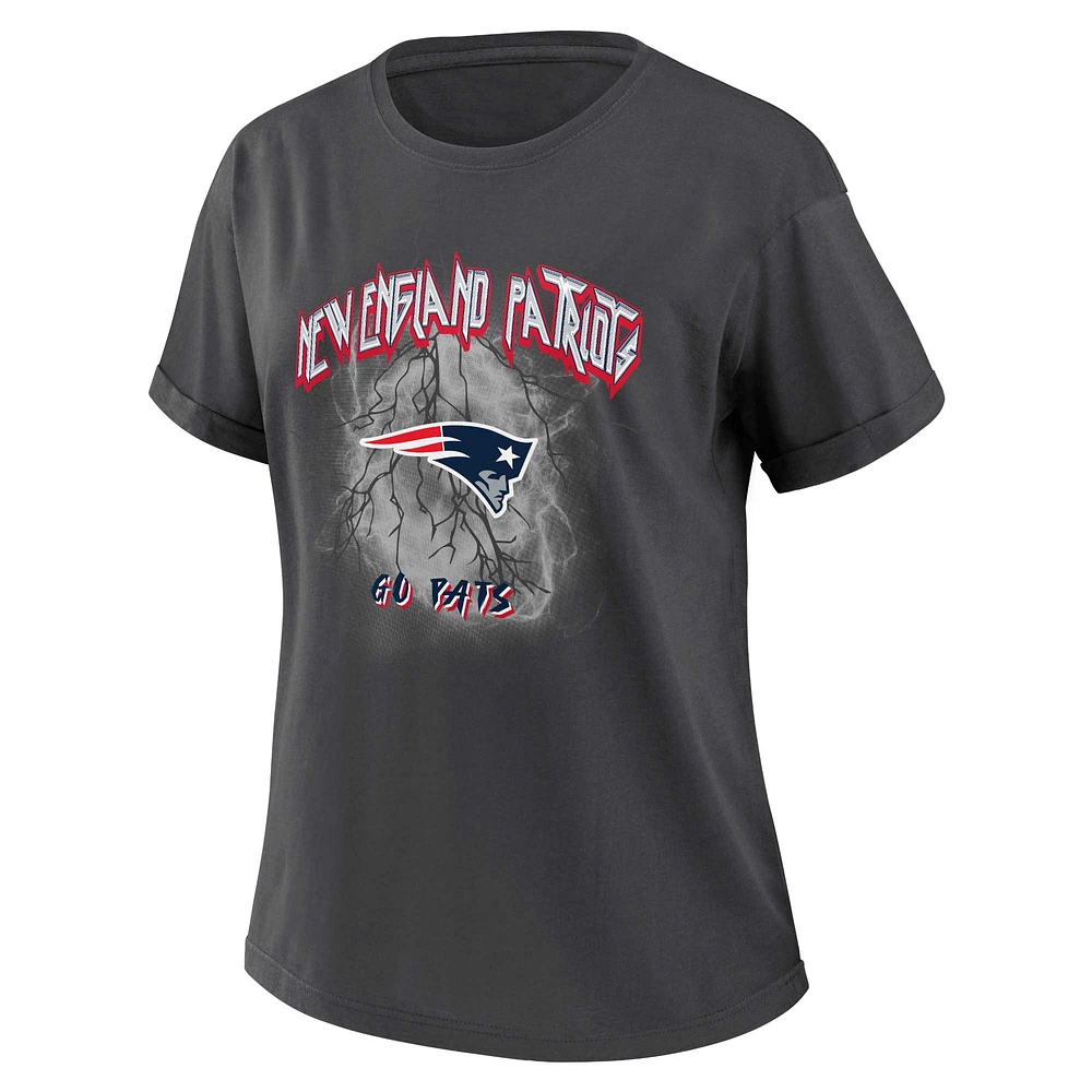 Women's WEAR by Erin Andrews Charcoal New England Patriots Boyfriend T-Shirt