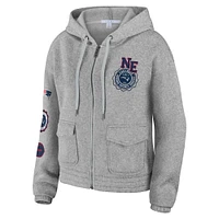 Sweat à capuche zippé pour femme WEAR by Erin Andrews Heather Grey New England Patriots